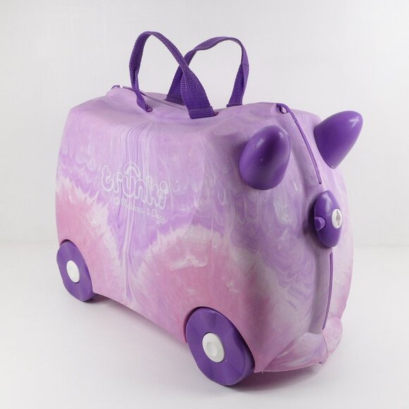 Trunki Kids' Ride On Suitcase Swirl Tie Dye Purple Pink Travel Case Luggage - Picture 2 of 12